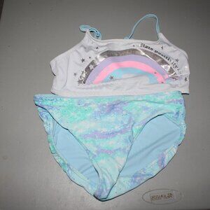 Multi Color Reversibile 2 Pcs Justice Bikini Swimsuit Size 14